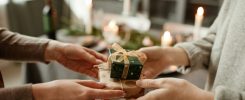 Exchanging Gifts on Christmas Close Up